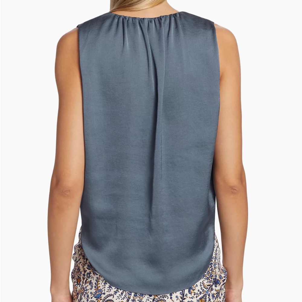 Veronica Beard Rahi Satin Wrap-Effect Top Lagoon Blue Size 4 - Picture 2 of 9